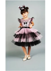 diamondstar Kuromi Crown Accessory Sequin Printed Birthday Girl Dress 3/10 Years