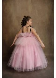 black white wedding فستان سهرة منفوش للفتيات باللون الوردي، فستان الأميرة، فستان عيد الميلاد