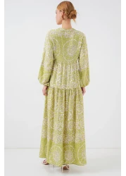 Bigdart 2423 Authentic Patterned Hijab Dress - Green 8