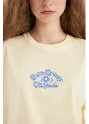 Defacto Oversize Wide Fit Crew Neck Back Printed Short Sleeve T-Shirt D4929Ax24Au