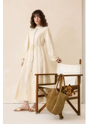 Olcay فستان جبر بأزرار وإكسسوارات بريت بيج 9297-E