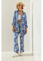 Bianco Lucci Patterned Palazzo Women's Trousers Set -60251443