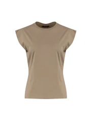  Collection Mink 100% Cotton Wadding Look Basic Crew Neck Knitted T-Shirt TWOSS20TS0021