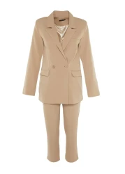  Modest Mink Blazer Jacket-Pants Woven Top and Bottom Set TCTAW23US00132