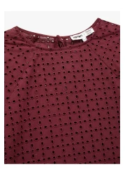 Koton X Melis Ağazat - Cotton Lined Embroidered Scalloped Short Sleeve Crew Neck Blouse