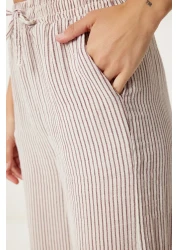 Lovelyİstanbul Striped Muslin Palazzo Trousers Bordo Bone Lsa0010