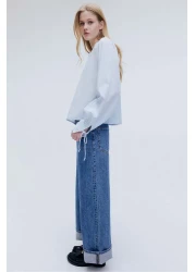 H&M بلوزة قطنية بتفاصيل ربطة عنق