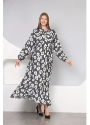 mervemoda Cotton woven fabric - Women's long sleeved summer dress