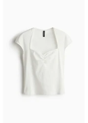 H&M Ribbed sweetheart-neck top