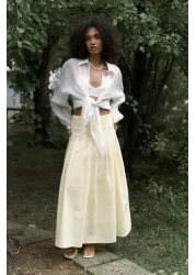 BOHEMAİ تنورة طويلة صفراء بتفاصيل طيات الدفيئة