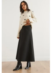 Olalook تنورة سكوبا ماكسي سوداء واسعة للنساء ETK- 19000296