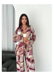 sportiness Patterned Digital Printed Modal Lilyum Fabric Shirt Suit