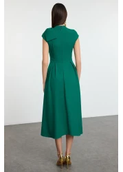  Collection فستان سهرة أنيق منسوج بطيات على شكل حرف A باللون الأخضر فستان التخرج الليلي TPRAW25EL00151