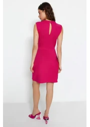  Collection Fuchsia Neckline Crepe Mini Skater Dress - Low Back Knitted, Twoss23El02015
