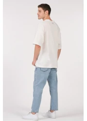 to COSMOS Unisex (men's - women's) Oversize (Bol-salaş) T-shirt Color Ecru (White) Never Give Up