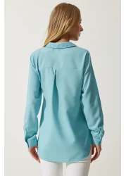 Happiness İstanbul Women's Turquoise Soft Textured Basic Shirt DD01297