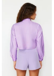  Collection Lilac Crop Pocket Detail Regular Regular Fit Woven Shirt Twoss24Go00098