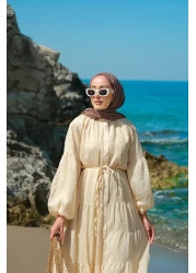 LOCCO Women's Lined Tulle Dress Beige