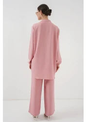 Bigdart طقم تونيك وبنطلون كتان وردي 6678 مكون من قطعتين