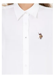 U.S. Polo Assn. White Shirt Collar Women's Shirt - Crıscolor022k