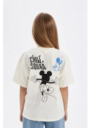 Defacto Disney Mickey & Minnie Girls Oversize T-Shirt - Crew Neck, Short Sleeve C7354A824Au