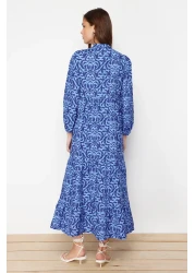  Modest Saks Patterned Half Placket Wide Fit Cotton Woven Dress TCTSS23EB00222