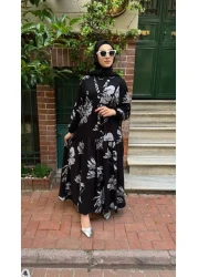 PREMİER VİE فستان فيسكوز أسود منقوش للمحجبات للموسم الجديد