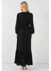 Bigdart فستان حجاب طويل مطرز نسائي 2550 - أسود