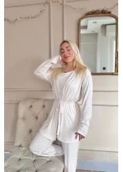 Pijamaevi Light Powder Dublin Women's Pajama Set with Dressing Gown