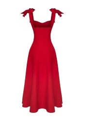  Collection Red A-Line Strap Lacing Graduation Night Stylish Dress Tprss24El00251