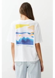  Collection White Premium 100% Cotton Printed Relaxed/Comfortable Fit Knitted T-Shirt TWOSS24TS00172