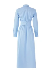  Modest Light Blue Bow Detail Woven Dress Tctss25Eb00122