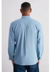  Collection Blue Unisex Regular Fit 100% Cotton Linen Look Shirt Tmnss23Go00099