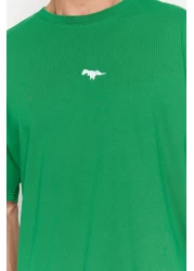  Collection Green Oversize/Wide Cut Dinosaur Embroidered 100% Cotton T-Shirt TMNSS23TS00243 TMNSS23TS00243