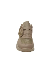 MİNİMASS حذاء رياضي للأطفال من Minimass Mink Brown Gold Heart Velcro