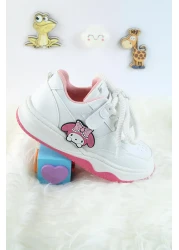 Moda Lime Unisex Children's Sports Shoes Kuromi Special Design Lace-Up and Velcro Sneakers