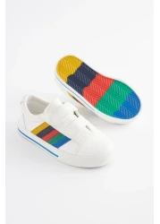 Next Baby حذاء للأولاد باللون الأبيض بألوان قوس قزح وشريط ملمس سريع ونعل لتقويم العظام