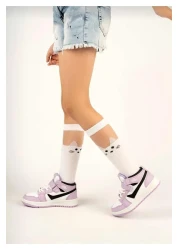 Lambırlent Girls Boys Unisex Lace Up High Top Winter Lilac White Black Sports Basketball Shoes