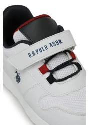 U.S. Polo Assn. حذاء رياضي للأطفال من Garfield Jr. 5FX باللون الأبيض