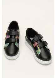 Liger Girl's Sports Shoes with Velcro Accessories Black