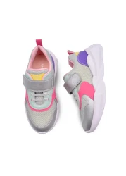 kids A more حذاء رياضي للفتيات من Roya مزود بشريط فيلكرو هوائي بتفاصيل تشريحية باللون الفضي