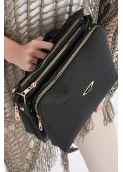 POLOGRAND London حقيبة كتف نسائية أصلية فاخرة من الجلد الناعم مكونة من 3 أقسام، موديل أنيق، حزام متقاطع قابل للتعديل، حقيبة كتف سوداء