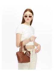 torime Women's Soft Leather Hand and Shoulder Bag with Scarf