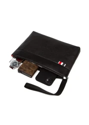 CERFF LEATHER CLUP Vegan Leather Handbag Black Wrist Strap Bag