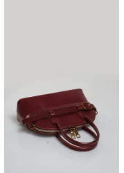 Çantacımstore Women's Marble Belted Mini City Claret Red 050325