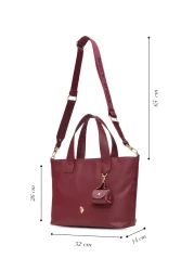 U.S. Polo Assn. حقيبة كتف نسائية باللون الأحمر الداكن Us25598