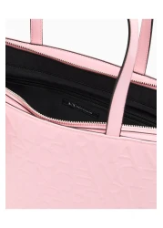 Armani Exchange حقيبة كتف نسائية ذات علامة تجارية قصيرة وسحاب للإغلاق باللون الوردي 942650 CC794-U4176