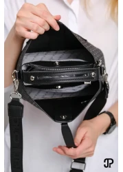 Just Polo Original Women's New Season 4 Compartment Luxury Soft Leather Lock Detailed Cross Column Strap Shoulder Bag