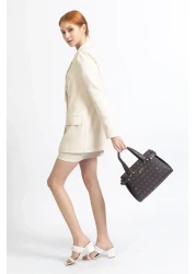 Armine 172 حقيبة يد نسائية مطبوعة، حقيبة كتف بنية مطبوعة