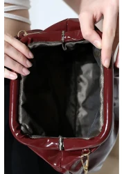 Moda Lime Women's Patent Leather Cross Strap Modern Hand and Shoulder Bag